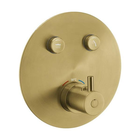 Flova Concealed Shower Valve Brushed Brass Flova Levo Round 2 Outlet GoClick Finishing Set