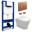 Aquarius Bathrooms Wall Hung Toilet Brushed Bronze / Round Aquarius Urbano Rimless Wall Hung Toilet Pack with Frame, Flush Plate, Soft Closing Seat and Hinge Covers