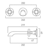 Vado Wall Mounted Basin Tap Booth & Co. Axbridge Wall Mounted Basin Mixer Tap with Crosshead Handles