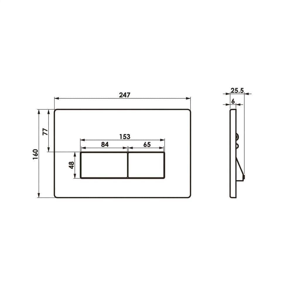 Saneux Flushe 2.0 Square Stainless Steel Flush Plate