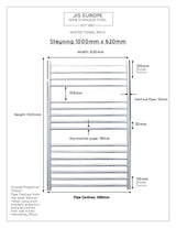 JIS Ladder Rail JIS Sussex Steyning Vertical Stainless Steel Heated Towel Rail