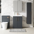 Aquarius Floor Standing Vanity Unit Soft Black Aquarius Brisbane 600mm 2 Door Floor Standing Vanity Unit with 1 Tap Hole Mid Edge Basin
