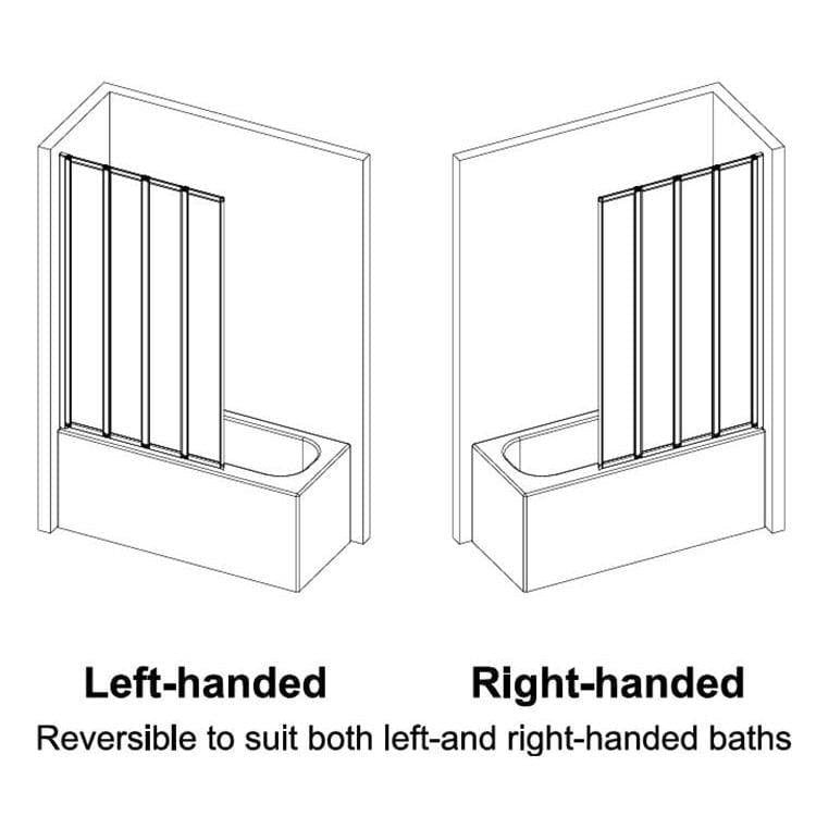 Aquarius Bathrooms Bath Screen Aquarius LevAqua Framed Four Panel Folding Bath Screen in Chrome