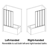 Aquarius Bathrooms Bath Screen Aquarius LevAqua Framed Four Panel Folding Bath Screen in Chrome