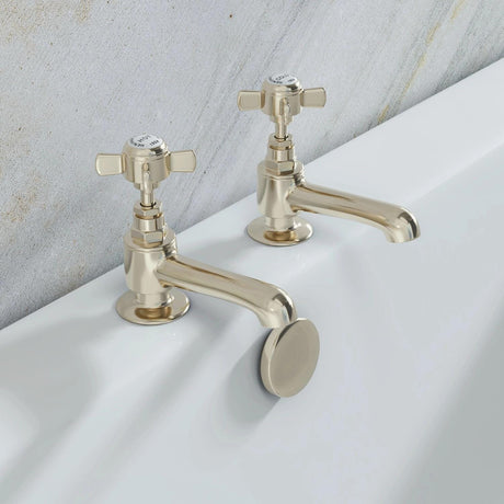 Heritage Pillar Bath Tap Vintage Gold Heritage Dawlish Bath Pillar Taps (Pair)