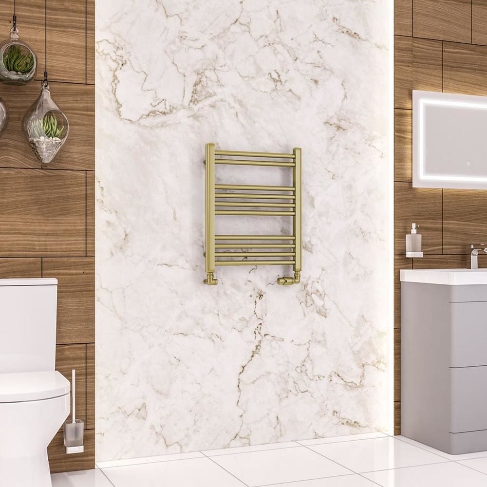 Eastbrook Ladder Rail 600 x 500 / Central Heating Eastbrook Wendover Straight Heated Towel Rail in Brushed Brass