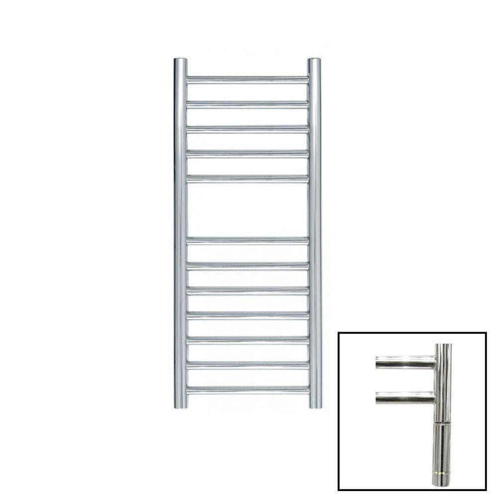 JIS Ladder Rail 700 x 300mm / Polished Chrome / Electric Only with Cylindrical Adjustable Element JIS Sussex Ouse Vertical Stainless Steel Heated Towel Rail