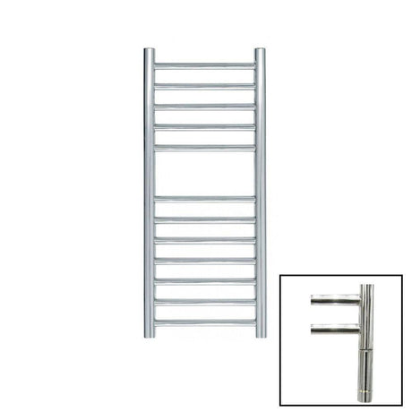 JIS Ladder Rail 700 x 300mm / Polished Chrome / Electric Only with Cylindrical Adjustable Element JIS Sussex Ouse Vertical Stainless Steel Heated Towel Rail