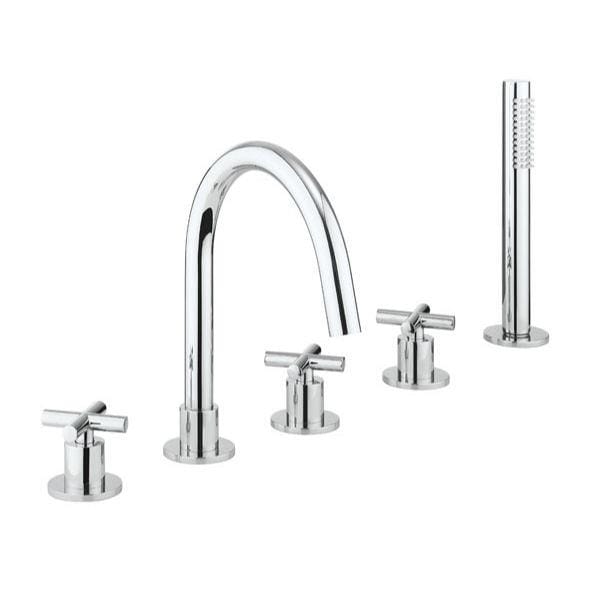 Crosswater 5 Tap Hole Bath Set Crosswater MPRO Crosshead 5 Hole Bath and Shower Mixer with Shower Set