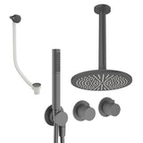 UK Bathroom Store Concealed Shower Set Slate / Ceiling Arm / 300mm Crosswater Module Shower Set 9 - 3 Outlet with Pencil Handset, Overhead Shower and Overflow Filler
