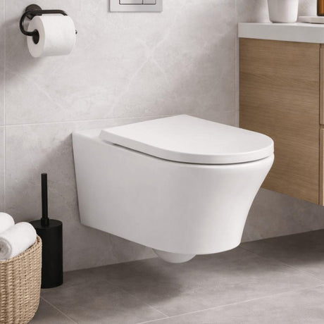 Aquarius Bathrooms Wall Hung Toilet Aquarius K-Series Rimless Wall Hung Toilet and Soft Close Seat