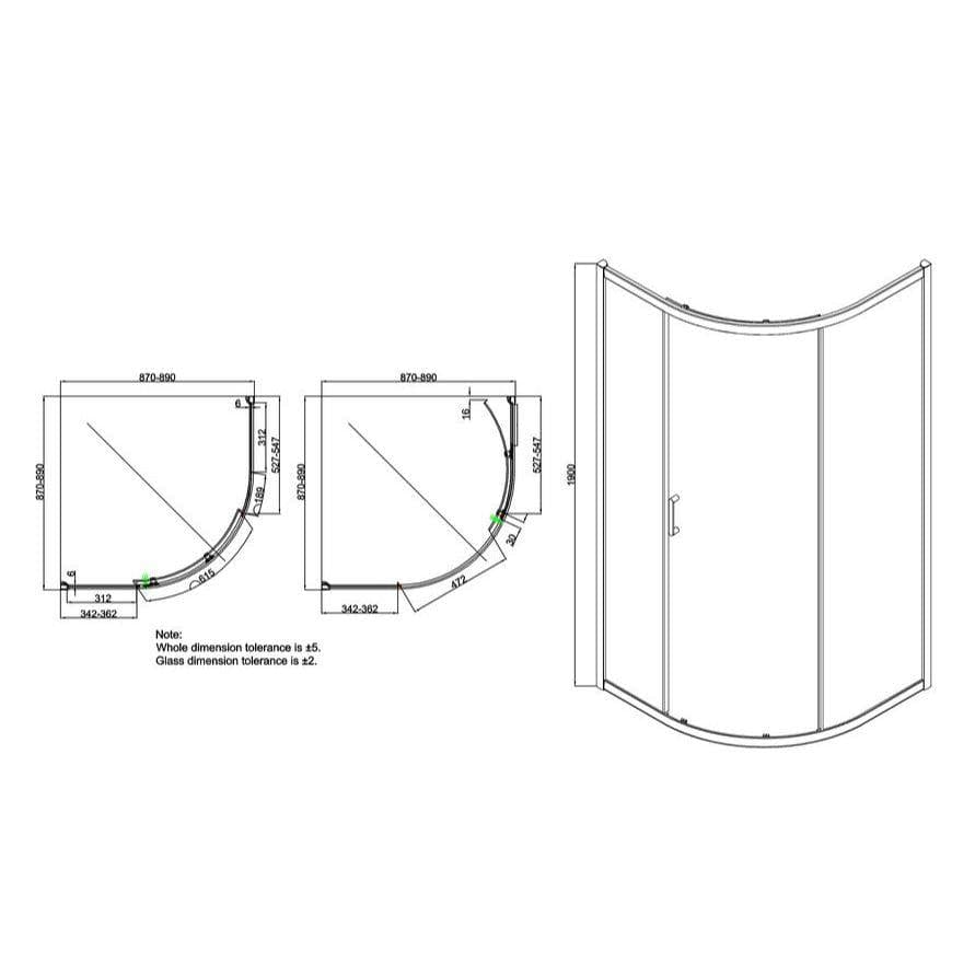 Crosswater Quadrant Shower Enclosure Crosswater Kai 6 Quadrant Single Door Shower Enclosure 900 x 900mm - Silver