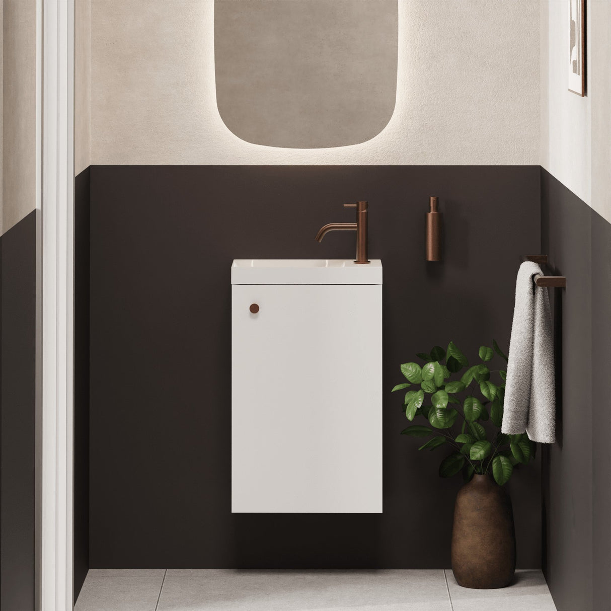 Crosswater Cloakroom Vanity Unit White Gloss Crosswater Alo Single Door Wall Mounted 400mm Cloakroom Vanity Unit with Basin