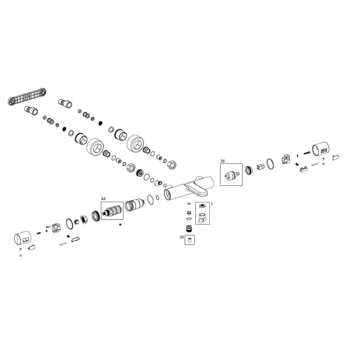 Villeroy & Boch Bath Shower Mixer Villeroy & Boch Universal Wall Mounted Thermostatic Round Bath and Shower Mixer Tap