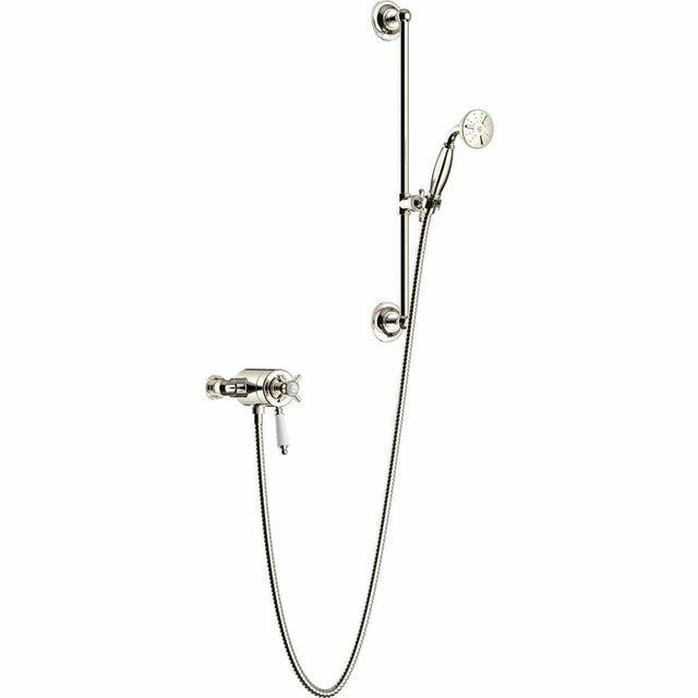 Heritage Exposed Shower Set Heritage Dawlish Exposed Shower Valve with Premium Flexible Riser Kit and Handset in Vintage Gold