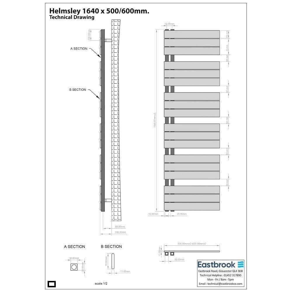 Eastbrook Designer Towel Rail Eastbrook Helmsley Straight Vertical Designer Towel Rail in Matt Black