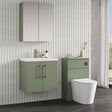 Aquarius Wall Mounted Vanity Unit Satin Green Aquarius Brisbane 600mm Wall Hung 2 Door Vanity Unit with 1 Tap Hole Mid Edge Basin