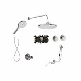 Roca Concealed Shower Set Stainless Steel Effect Roca T-Multi Thermostatic Concealed Shower Valve with Rainshower Head, Shower Handset and Overflow Bath Filler
