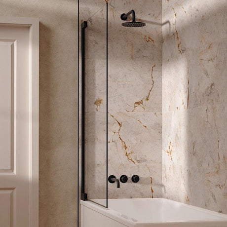 UK Bathroom Store Concealed Shower Set Matt Black / Wall Arm / 200mm Crosswater Module Shower Set 3 with Fixed Overhead Shower and Bath Spout