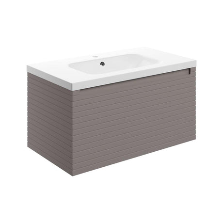 Aquarius Bathrooms Wall Mounted Vanity Unit Matt Taupe Aquarius Contour 815mm Wall Mounted One Drawer Vanity Unit with Basin