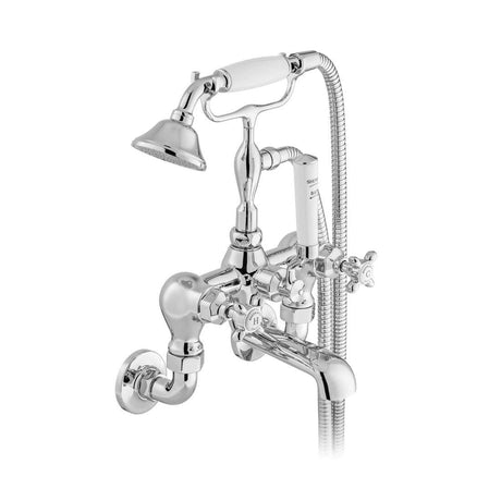 Vado Bath Shower Mixer Chrome Booth & Co. Axbridge Wall Mounted Bath Shower Mixer with Traditional Shower Handset