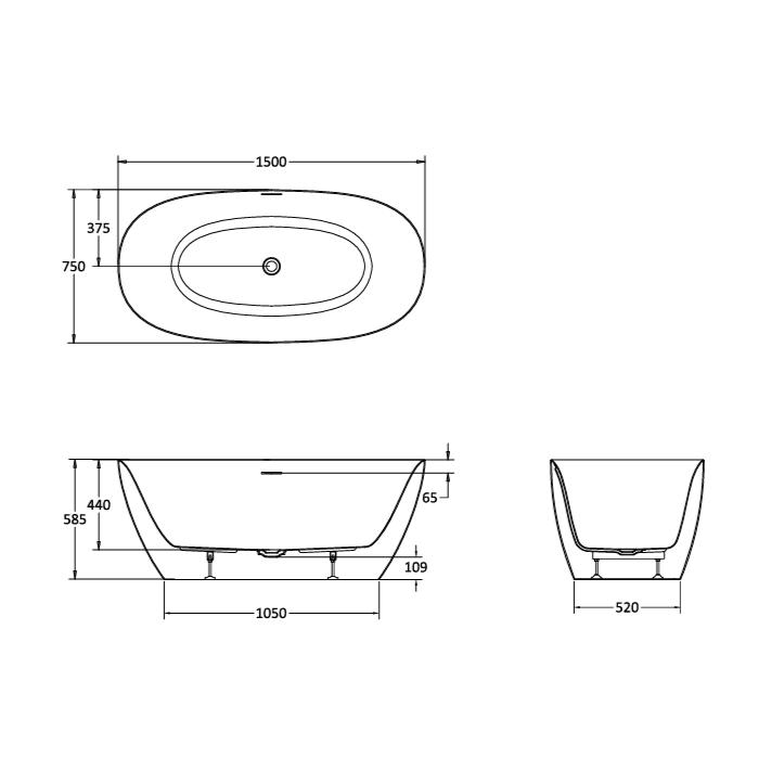 Crosswater Modern Freestanding Bath Crosswater Auriga Freestanding Bath