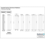 Eastbrook Panel Radiator Eastbrook Guardia Straight Vertical Aluminium Radiator in Matt Black