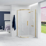 Merlyn Quadrant Shower Enclosure Brushed Brass / Left Handed Merlyn Ionic Essence Frameless 8mm 1 Door Offset Quadrant Shower Enclosure