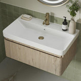 Aquarius Wall Mounted Vanity Unit Aquarius Corinthe Wall Mounted Vanity Unit  with Basin in Textured Oak