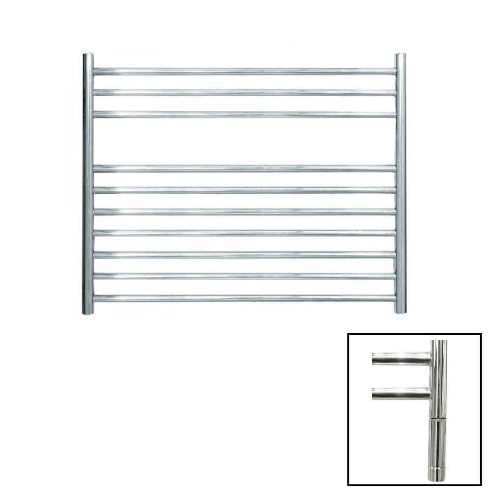 JIS Ladder Rail 600 x 750mm / Polished Chrome / Electric Only with Cylindrical Adjustable Element JIS Sussex Newick Horizontal Stainless Steel Heated Towel Rail