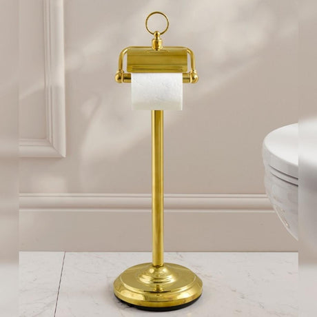 Miller Toilet Roll Holder Polished Brass Miller Signature Freestanding Traditional Toilet Roll Holder with Cover