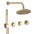 UK Bathroom Store Concealed Shower Set Brushed Brass / Wall Arm / 200mm Crosswater Module Shower Set 8 - 2 Outlet with Pencil Handset and Overhead Shower