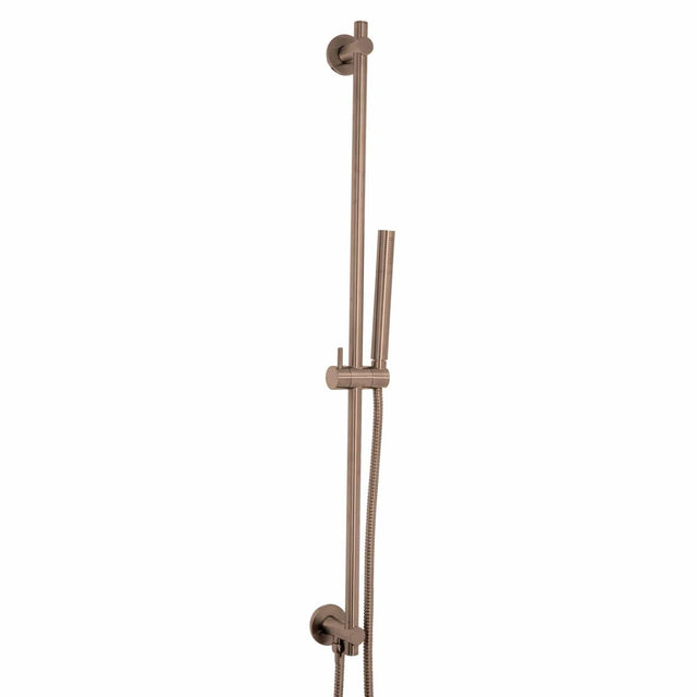 JTP Shower Riser Rail JTP VOS Slide Rail with Single Function Shower Handset and Hose with Bottom Outlet in Brushed Bronze