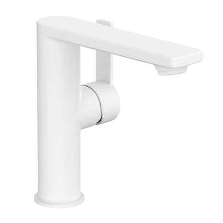 Roca Mono Basin Tap Matt White Roca Targa Basin Mixer with Lateral Handle and Cold Start