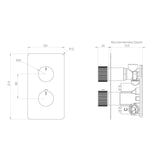 Saneux Concealed Shower Set Saneux Eden 2 Outlet, 2 Handle Concealed Shower Valve Kit with 3 Function Handset and 200mm Shower Head
