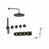 Roca Concealed Shower Set Titanium Black Roca T-Multi Switch Thermostatic Concealed Shower Valve with Rainshower Head, Pencil Handset  and Overflow Bath Filler