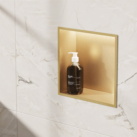 Crosswater Shower Niche Brushed Brass Crosswater Square Shower Niche with LED - 305 x 305 x 120mm