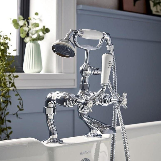 Heritage Bath Shower Mixer Heritage Dawlish Bath Shower Mixer with Handset in Chrome