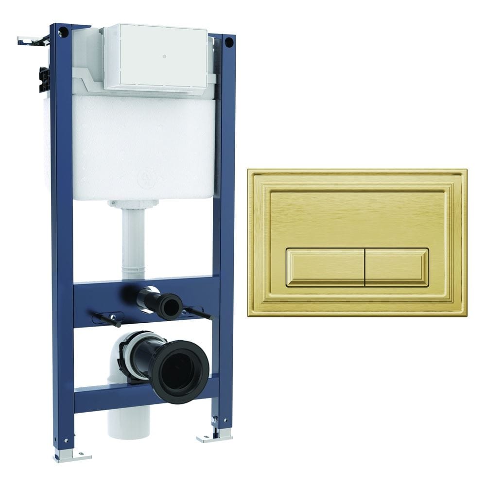 Crosswater Wall Hung WC Frame Belgravia Plate in Brushed Brass Crosswater 0.98m Dual Flush WC Support Frame Set with Flush Plate