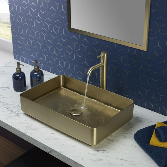 JTP Countertop Basin Brushed Brass JTP VOS Grade 316 Stainless Steel Rectangle Countertop Basin