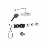 Roca Concealed Shower Set Stainless Steel Effect Roca T-Multi Switch Thermostatic Concealed Shower Valve with Rainshower Head, Shower Handset and  Hose