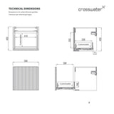 Crosswater Wall Mounted Vanity Unit Crosswater Limit 500mm Wall Mounted Vanity Unit in Steelwood with Worktop in Steelwood
