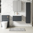 Aquarius Bathrooms Wall Mounted Vanity Unit Soft Black Aquarius Brisbane 600mm Wall Hung 1 Drawer Vanity Unit with 1 Tap Hole Mid Edge Basin