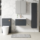 Aquarius Bathrooms Wall Mounted Vanity Unit Soft Black Aquarius Brisbane 600mm Wall Hung 1 Drawer Vanity Unit with 1 Tap Hole Mid Edge Basin