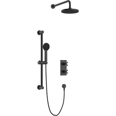 Heritage Concealed Shower Set Matt Black Heritage Salcombe Concealed Thermostatic Shower Valve with Fixed Head and Flexible Rise Set