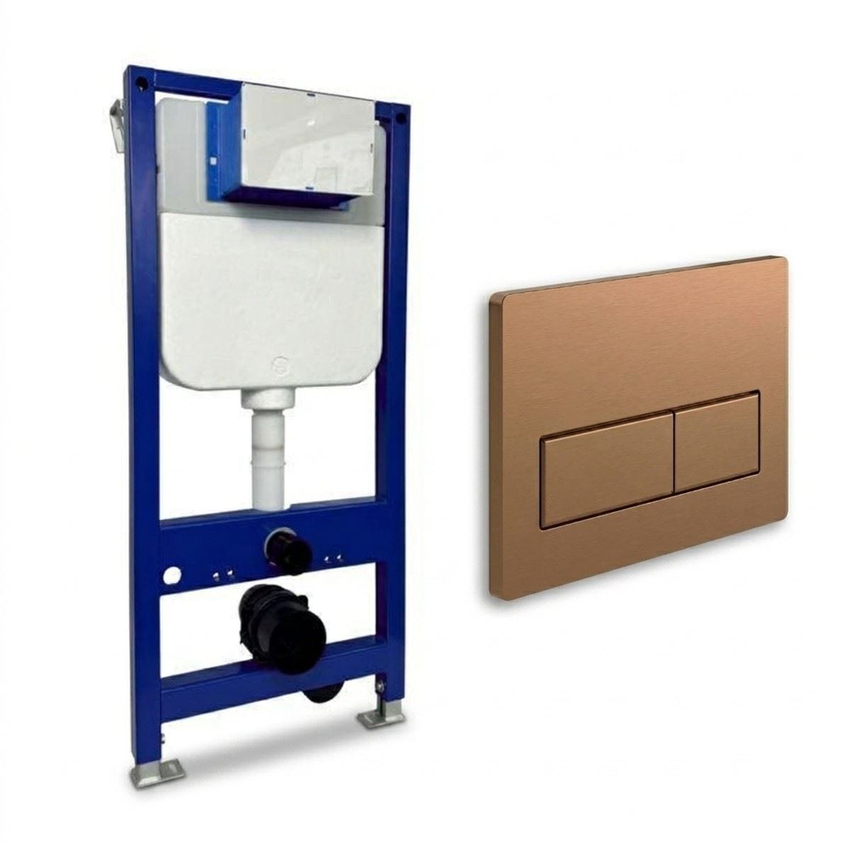 Aquarius Bathrooms Wall Hung WC Frame Brushed Bronze / Square Buttons Aquarius Urbano 1080mm Frame and Cistern with Flush Plate