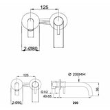 JTP Wall Mounted Basin Tap JTP VOS Single Lever Wall Mounted Basin Mixer Tap with 200mm Slim Spout