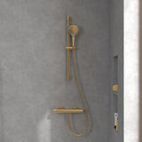 Villeroy & Boch Shower Riser Rail Brushed Gold Villeroy & Boch Verve Riser Rail Shower Kit with Three Function Handset