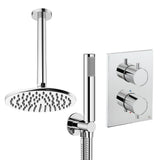 UK Bathroom Store Concealed Shower Set Chrome / Ceiling Arm / 200mm Crosswater Crossbox Shower Set 3 - 2 Outlet with Pencil Handset and Fixed Overhead Shower