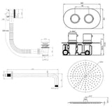 Aquarius Bathrooms Concealed Shower Set Aquarius RainLux Round 2 Outlet Overflow Filler Shower Bundle